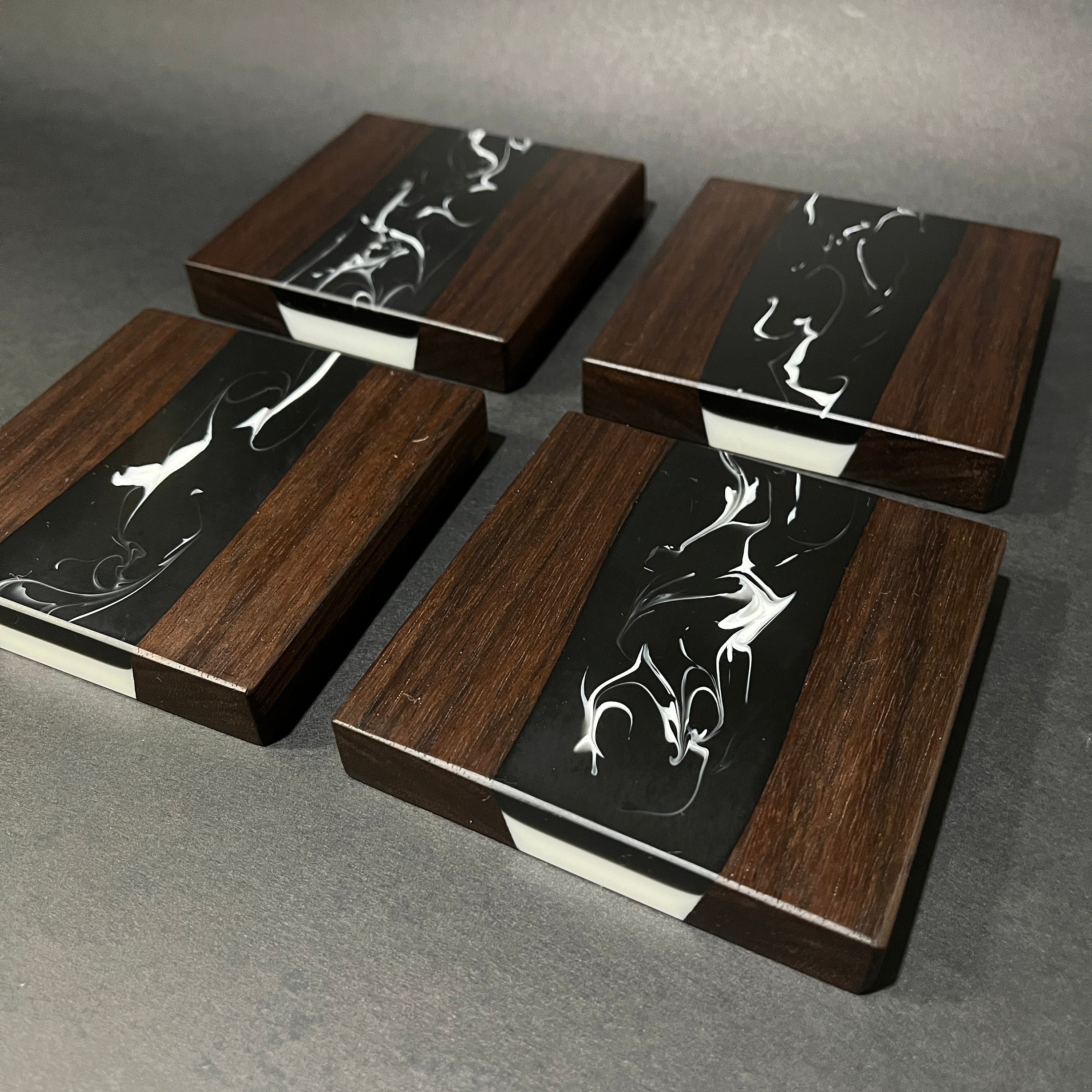 Wood & Resin Coasters Set of 4 Guys Gift Idea Walnut W/ Etsy