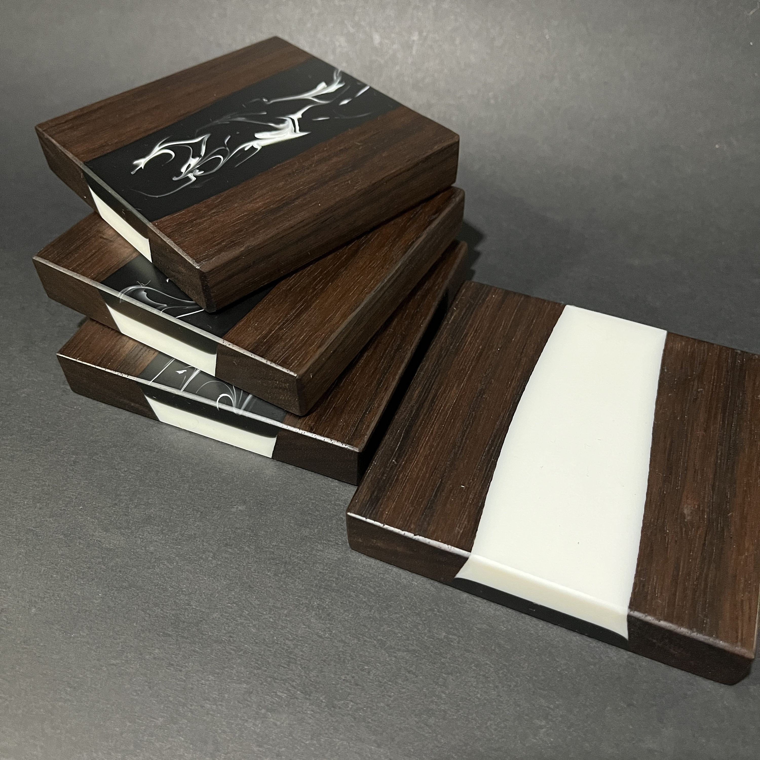 Wood & Resin Coasters Set of 4 Guys Gift Idea Walnut W/ Etsy