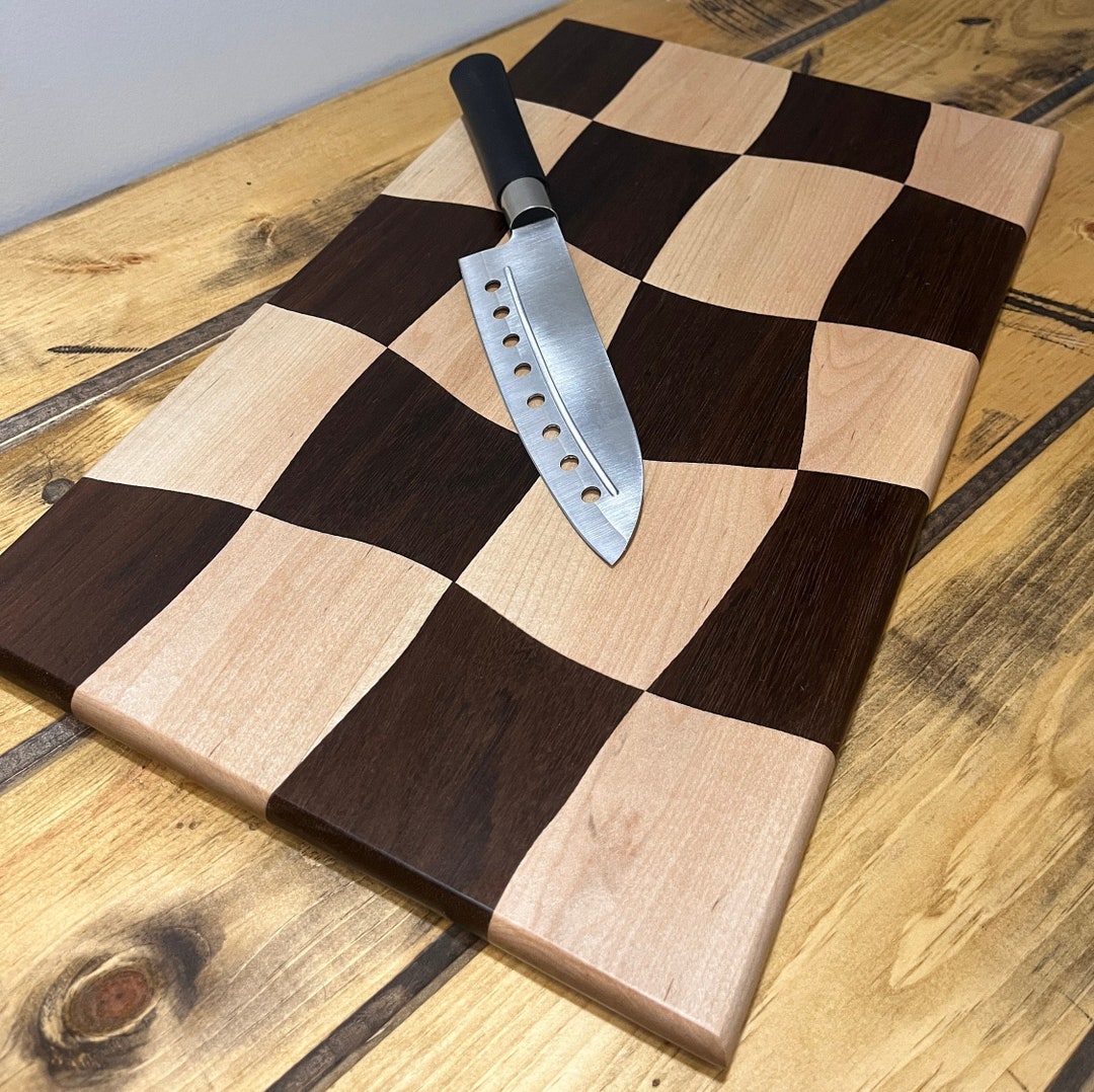 Drunken Cutting Board Wobbly Checker Walnut & Maple Etsy