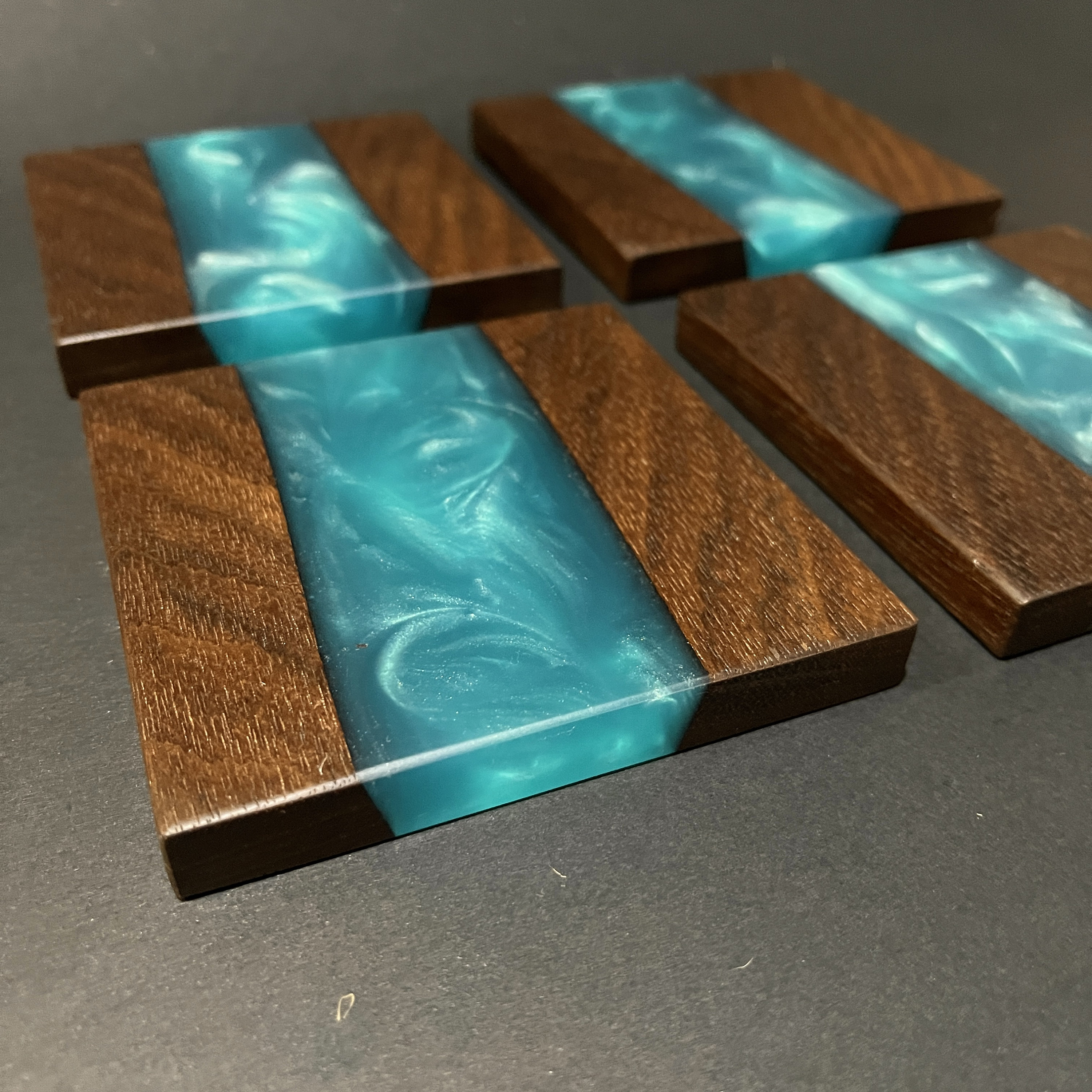 Wood & Resin Coasters Set of 4 Housewarming Gift Idea Etsy