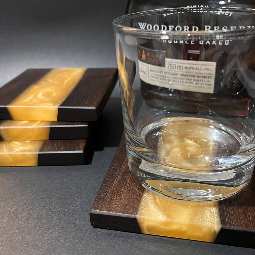 Wood & Resin Coasters, Set of 4, Gift Idea, Walnut W/ Gold Diamond Resin Etsy Canada