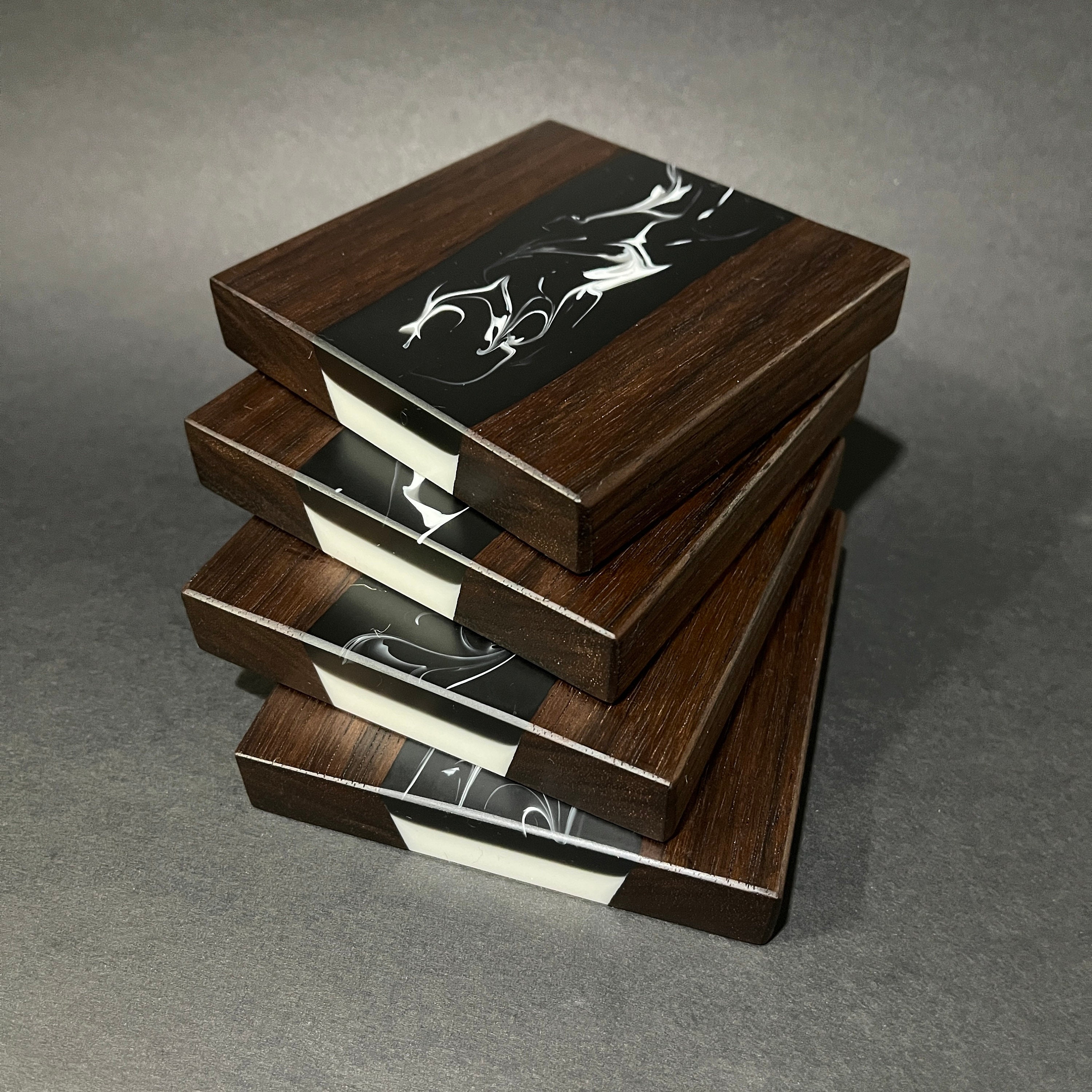 Wood & Resin Coasters Set of 4 Guys Gift Idea Walnut W/ Etsy