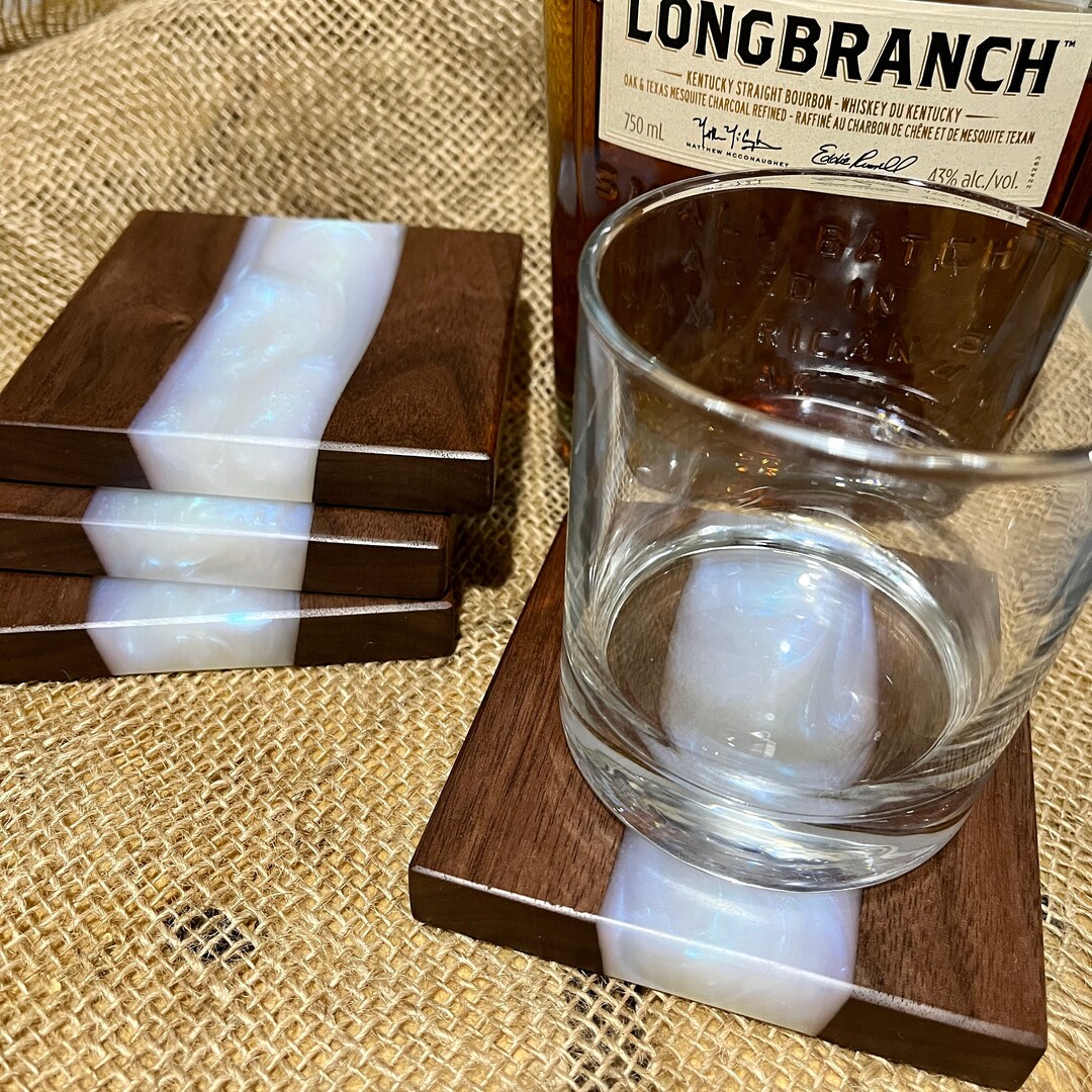 Wood & Resin Coasters, Set of 4, Graduation Gift Idea, Walnut W/ Ghost Pearl Resin Etsy Canada