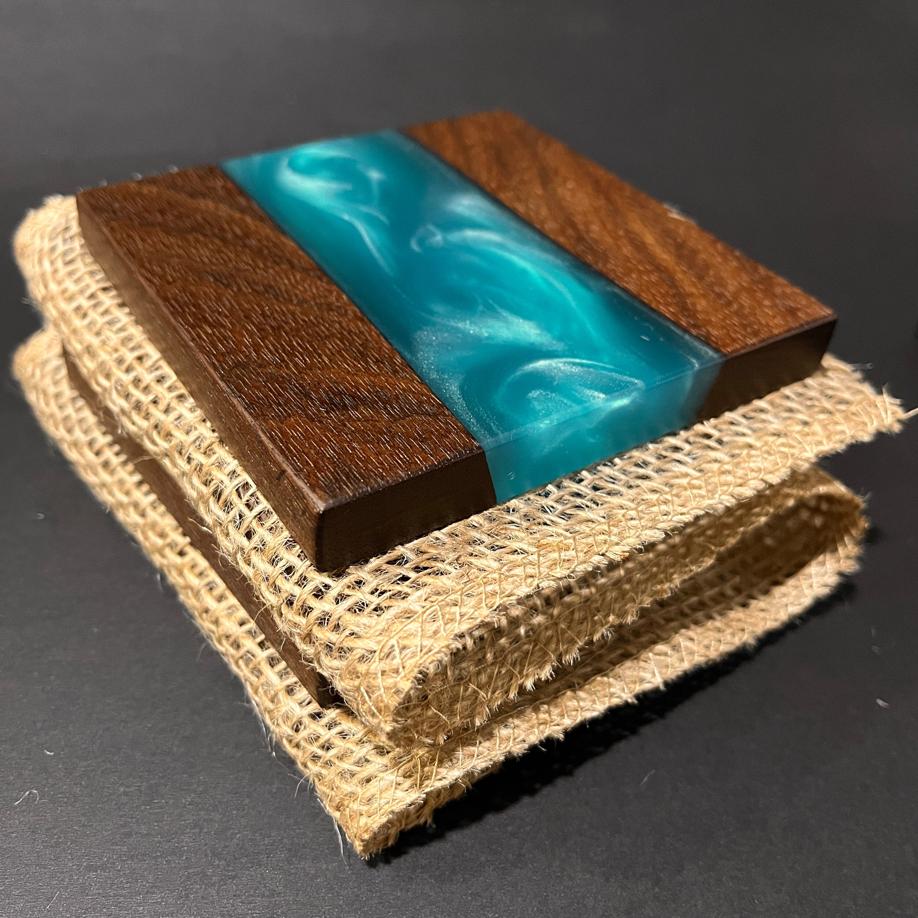 Wood & Resin Coasters Set of 4 Housewarming Gift Idea Etsy