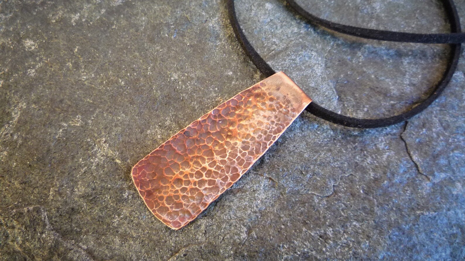 Hammered Copper Necklace Simple Copper Pendant Copper and Etsy