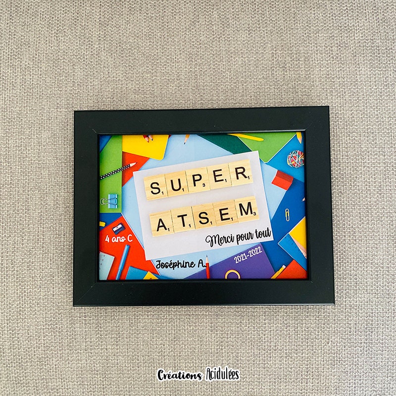 Cadre Scrabble Personnalisable - Super Atsem Cadre Blanc/Noir