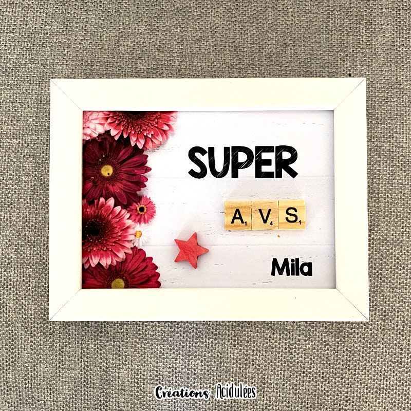 Cadre Scrabble Personnalisable - Super Avs Cadre Noir ou Blanc
