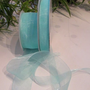 Sheer ribbon~Chiffon organza Ribbon~Sheer Chiffon 5/8th&quot;-1.5&quot; Mint green blue~Wedding Ribbon~High Quality~By the Yard or Bulk Organza