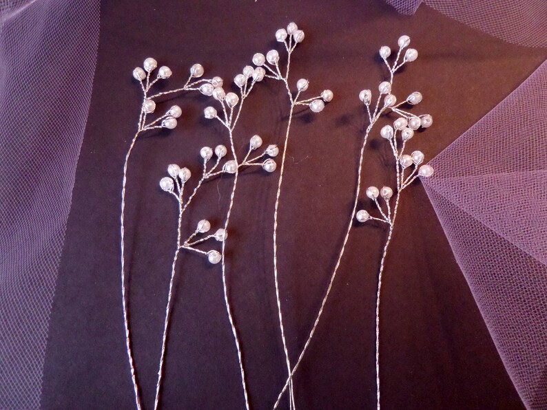 Set 6 White Pearl Wedding Floral Picks/Spray WiredDIY Bouquet Etsy