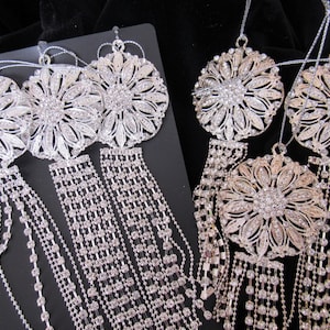 7" Rhinestone Bouquet Wrap Pendant Medallion Jewel Brooch~Corsage/Wedding Floral Bouquet Picks~Hat Hair Clip~Headband Flower Pick~Ornaments