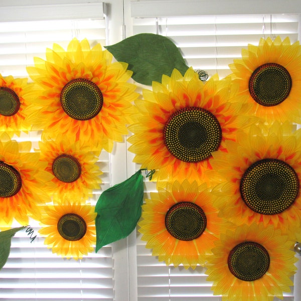 Riesige Sonnenblumen Wand hängen 11"15"19" , 22" Faux künstliche Seide von Hand bemalt Gänseblümchen Sonnenblume groß