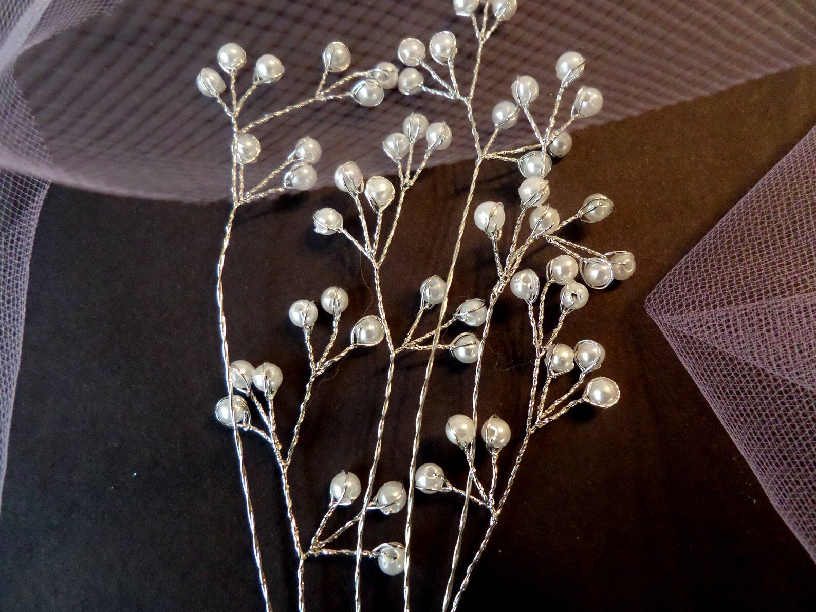 Set 6 White Pearl Wedding Floral Picks/Spray WiredDIY Bouquet Etsy