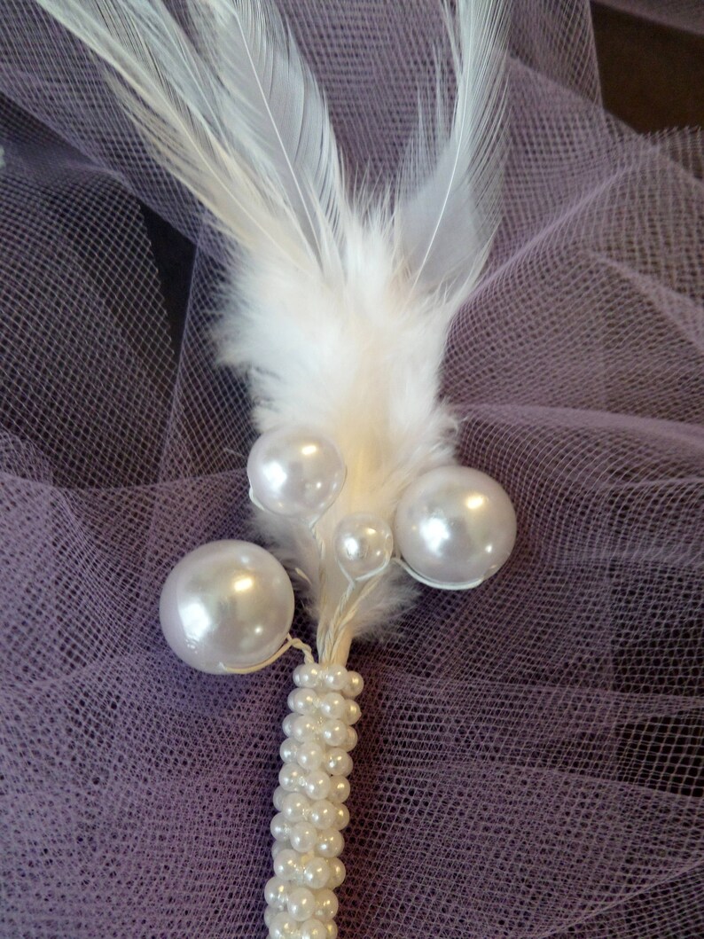 White Dove Feathers Pearl Wedding Floral Pick/spraydiy Bouquet