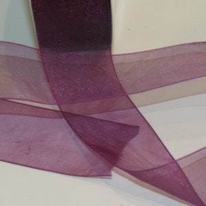 Sheer Ribbon~Organza Chiffon~5/8th&quot;or 1.5&quot; Amethyst Deep Purple~Wedding Ribbon~Bouquet Ribbon~ Quality By the Yard or Bulk Organza