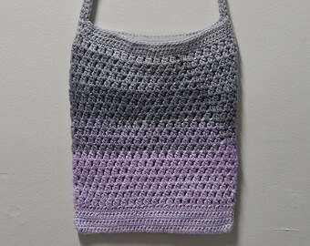 Purse / Bag - Crochet, Lined - Purple and Gray