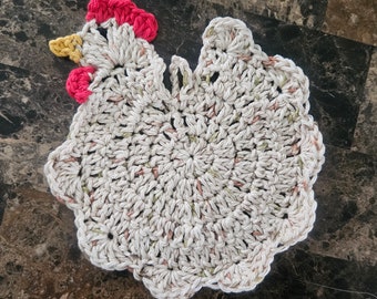 Chicken Hot Pad / Potholder - Crochet (Heat-safe)