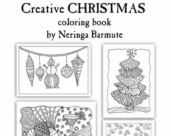 Coloring Book / Postcards 'Creative CHRISTMAS' - downloadable file, 6 illustrations