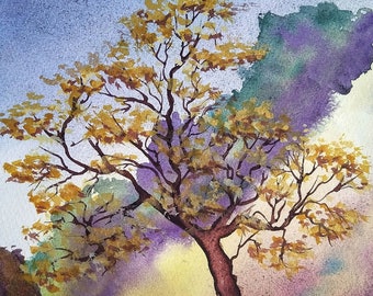 Tree of gold (original watercolour painting). A4.