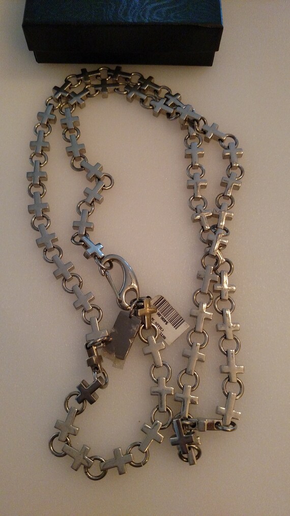Stainless Steel Black and Blue Cross 