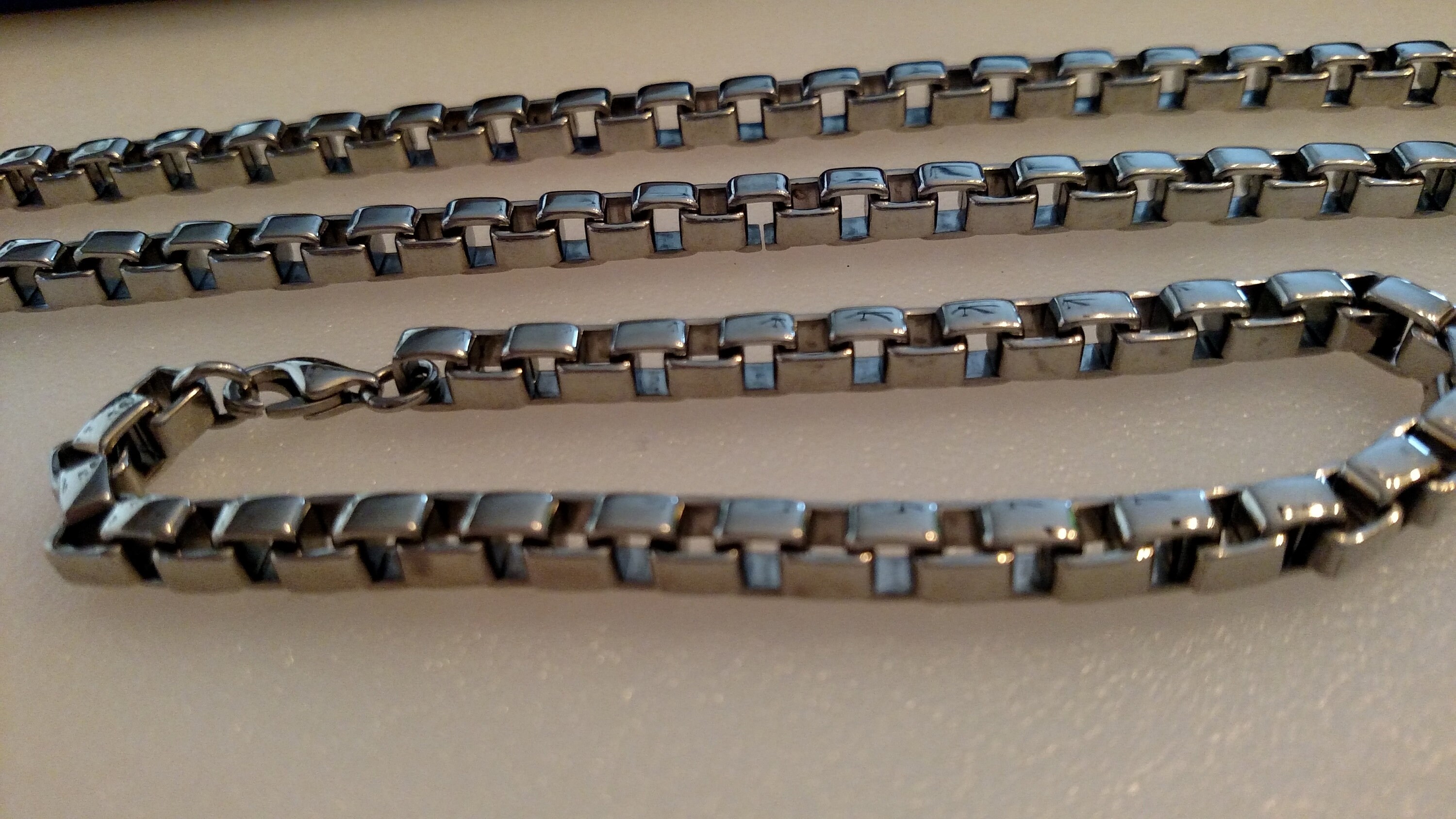 Stainless Steel Men's Box Link Necklace Chain and Etsy