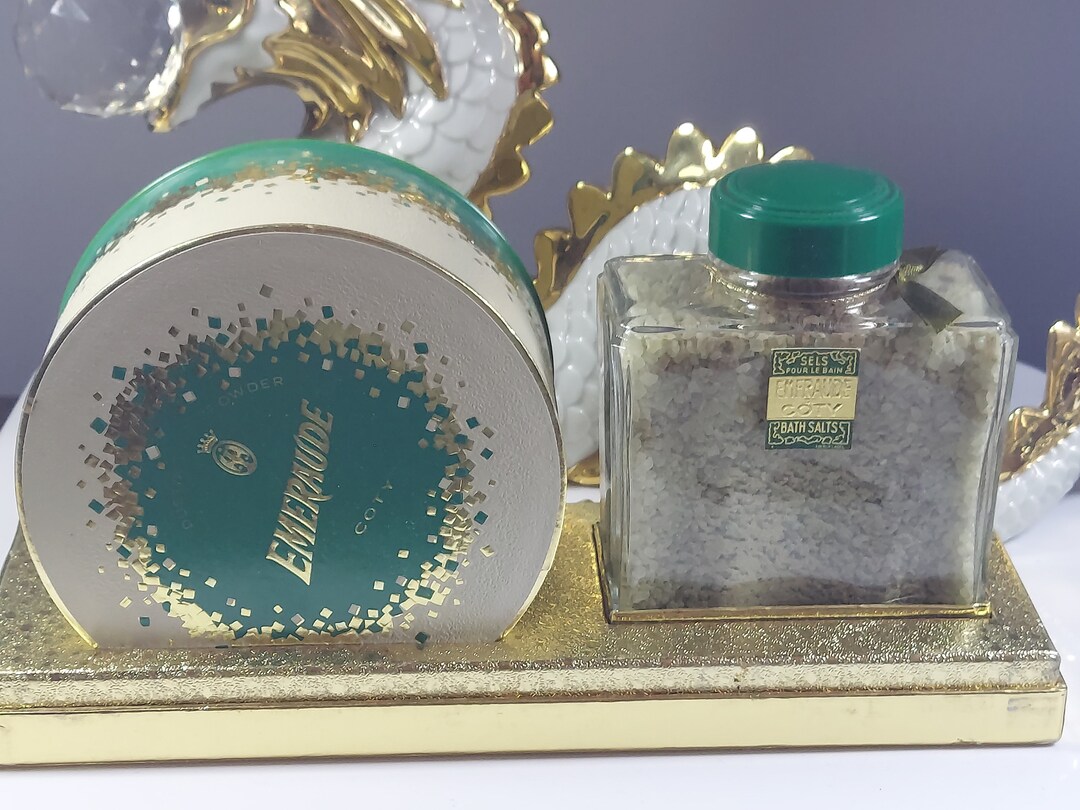 Coty Emeraude Bath Salts and 5.25oz Dusting Powder Set in Etsy