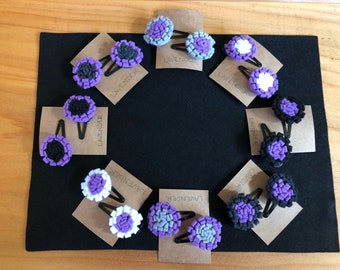Felt Lavender Flower Hair Clips