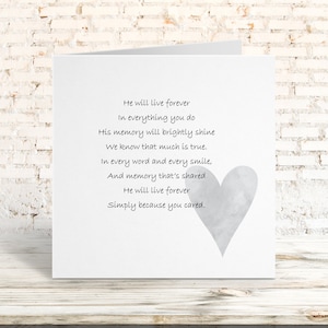 Remembrance Sympathy Card, Condolence Card,  Card for Bereavement, Option to personalise