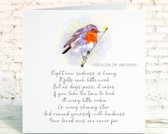 Robin Sympathy Card - Personalised Remembrance Card - Bereavement Card - Condoloence Card - In Loving Memeory Gift