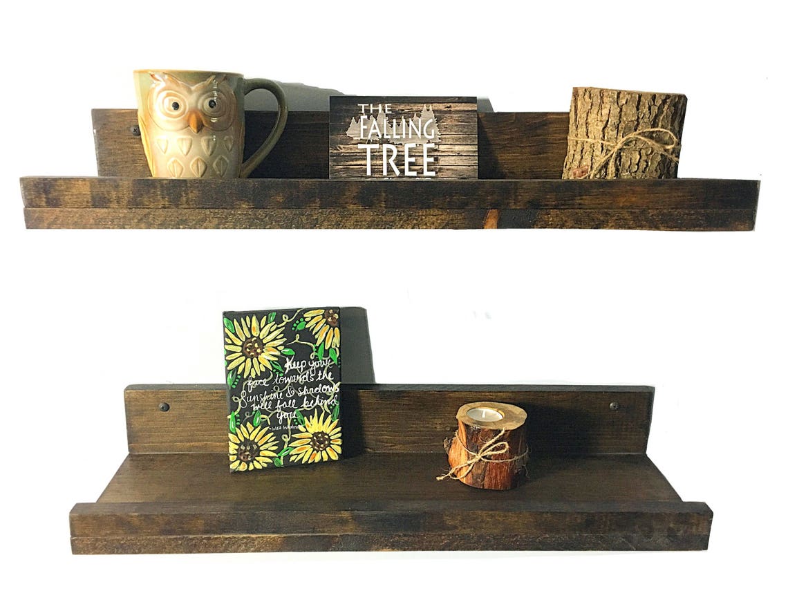 Rustic Floating Farmhouse Lip Shelves set of 2 picture shelf Etsy
