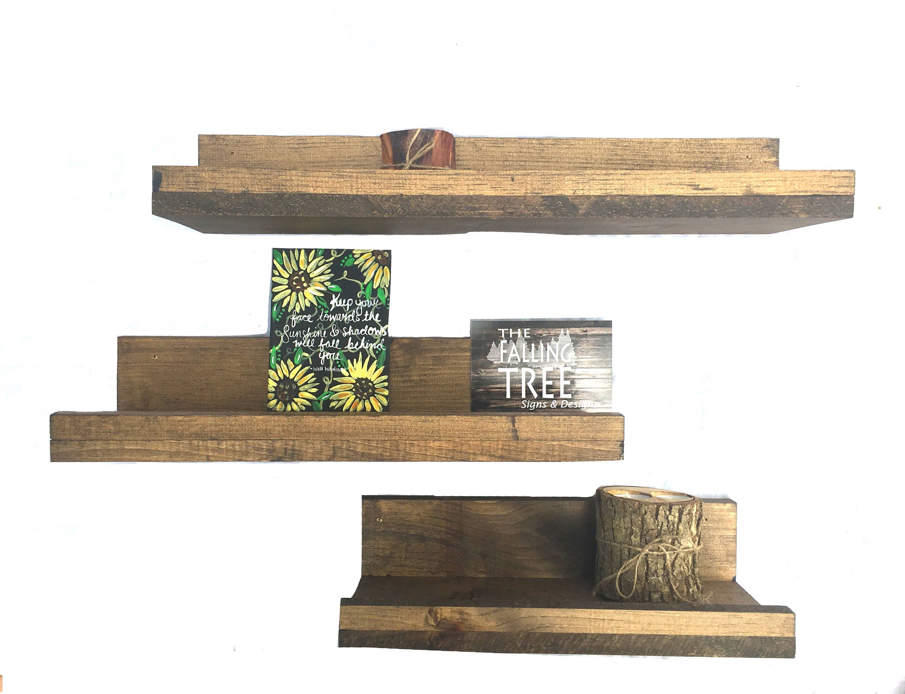 Rustic Floating Farmhouse Lip Shelves set of 3 picture shelf Etsy