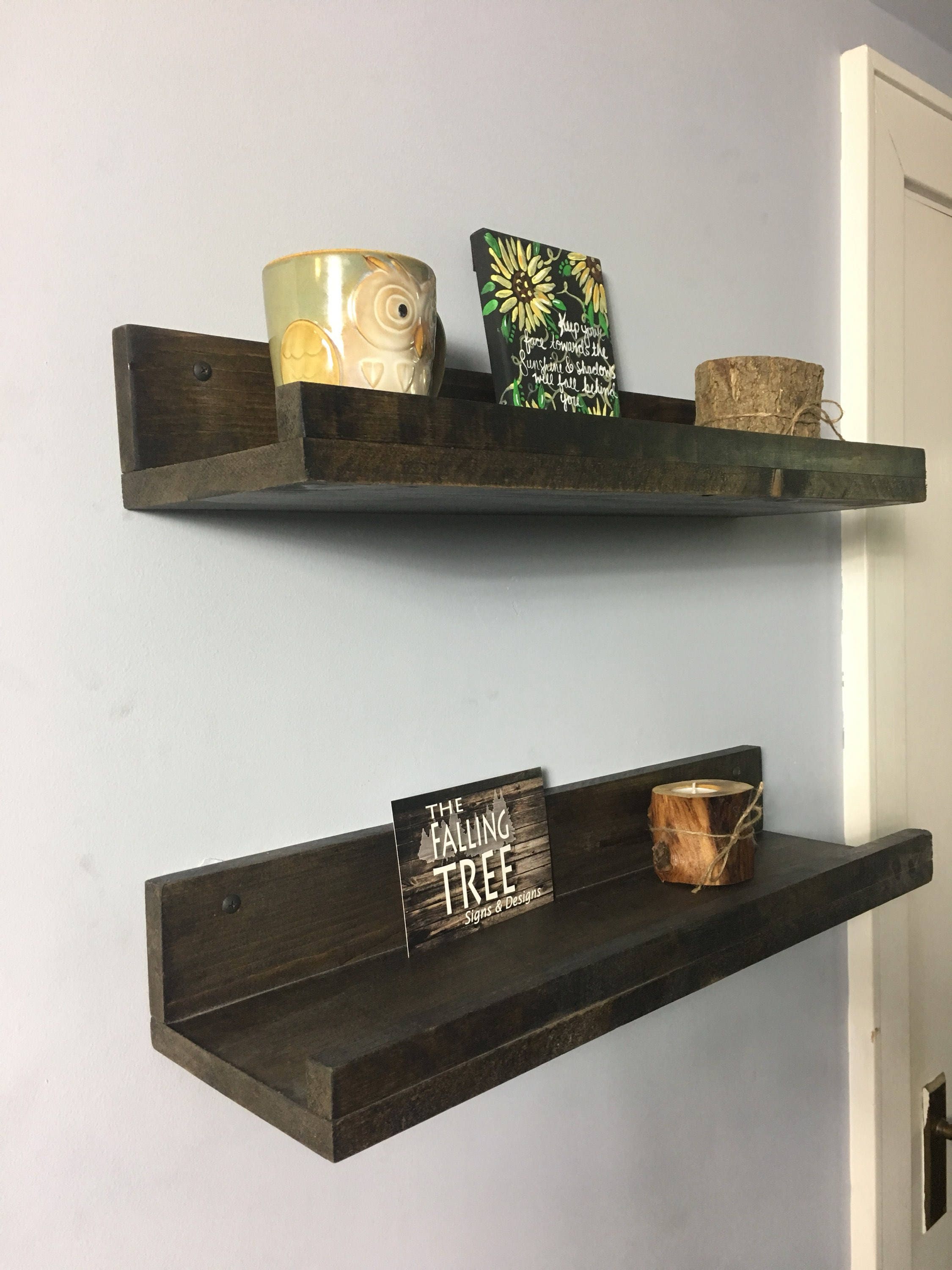 Rustic Floating Farmhouse Lip Shelves set of 2 picture shelf Etsy