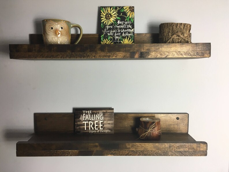 Rustic Floating Farmhouse Lip Shelves set of 2 picture shelf Etsy
