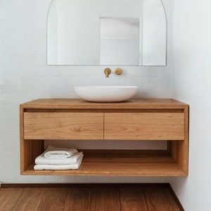 Oak Modern Bathroom Vanity with 2 Drawers - 900mm | 1000mm | 1200mm or custom Vanity Unit | Stylish Bathroom Design