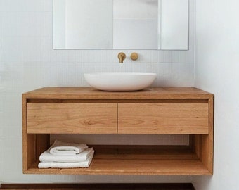 Oak Modern Bathroom Vanity with 2 Drawers - 900mm | 1000mm | 1200mm or custom Vanity Unit | Stylish Bathroom Design