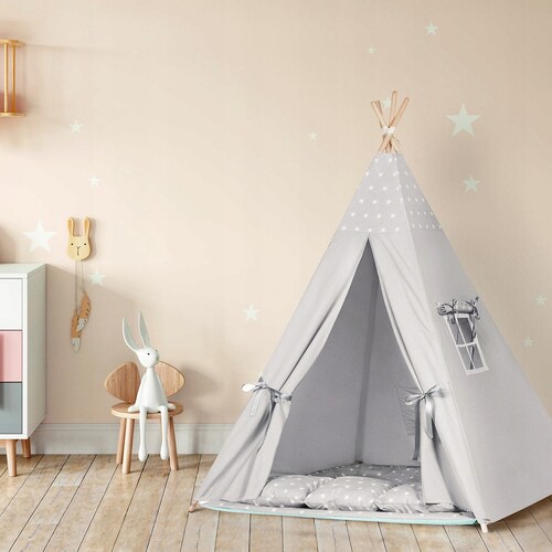 Large Grey Stars and Blue Trim Teepee Tent for Children Kids | Etsy UK