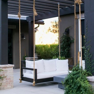 Oak Swing Bed | Porch Swing | Outdoor & Indoor Swing with Jute Rope