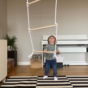 Rope ladder, Tree Climbing Frame - Indoor, Outdoor Oak Wood and Natural Ropes, Gymnastic Playground - playroom idea, gift!