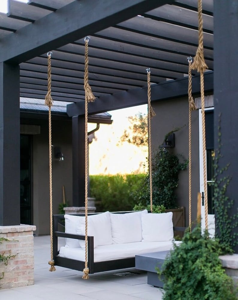 Oak Swing Bed | Porch Swing | Outdoor & Indoor Swing with Jute Rope