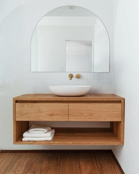 Oak Modern Bathroom Vanity With 2 Drawers 900mm 1000mm 1200mm or Custom Vanity Unit Stylish Bathroom Design Etsy