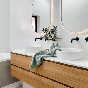 Oak Modern Bathroom Vanity with 4 Drawers - 900mm | 1000mm | 1200mm or custom Vanity Unit | Stylish Bathroom Design