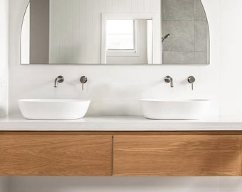 Mobile da bagno moderno con base in rovere, mobiletto con 2 cassetti - 900 mm / 1000 mm / 1200 mm o mobile da bagno personalizzato / Design elegante per il bagno