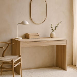 Japandi Oak Desk | Handmade European Oak Writing Desk with Drawer | Minimalist Scandinavian Home | Office Table