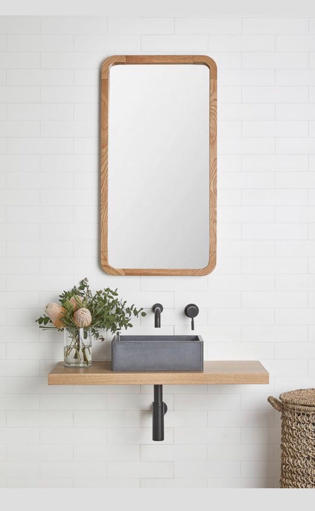 Scandinavian Style Vanity Unit Bathroom Wood Panel Oak Bathroom Set 500mm 600mm 800mm or Custom