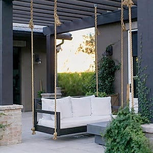 Oak Swing Bed | Porch Swing | Outdoor & Indoor Swing with Jute Rope
