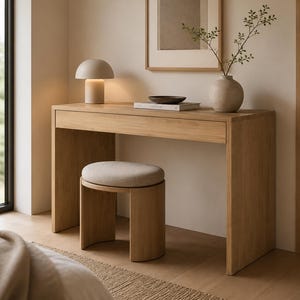 Japandi Oak Console Table with Drawer | Handmade Solid Oak Entryway Table | Minimalist Hallway Table | Scandinavian Desk | Modern Console