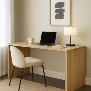 Escritorio de roble macizo hecho a mano: mesa de escritura minimalista escandinava