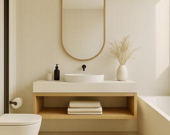 Handmade Floating Oak Bathroom Vanity | Scandinavian Modern