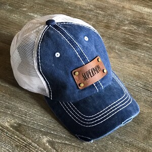 trucker hat, baseball cap, initial hat, personalized ball cap, monogram hat, bridesmaid gift, monogram gift, leather hat, custom trucker cap