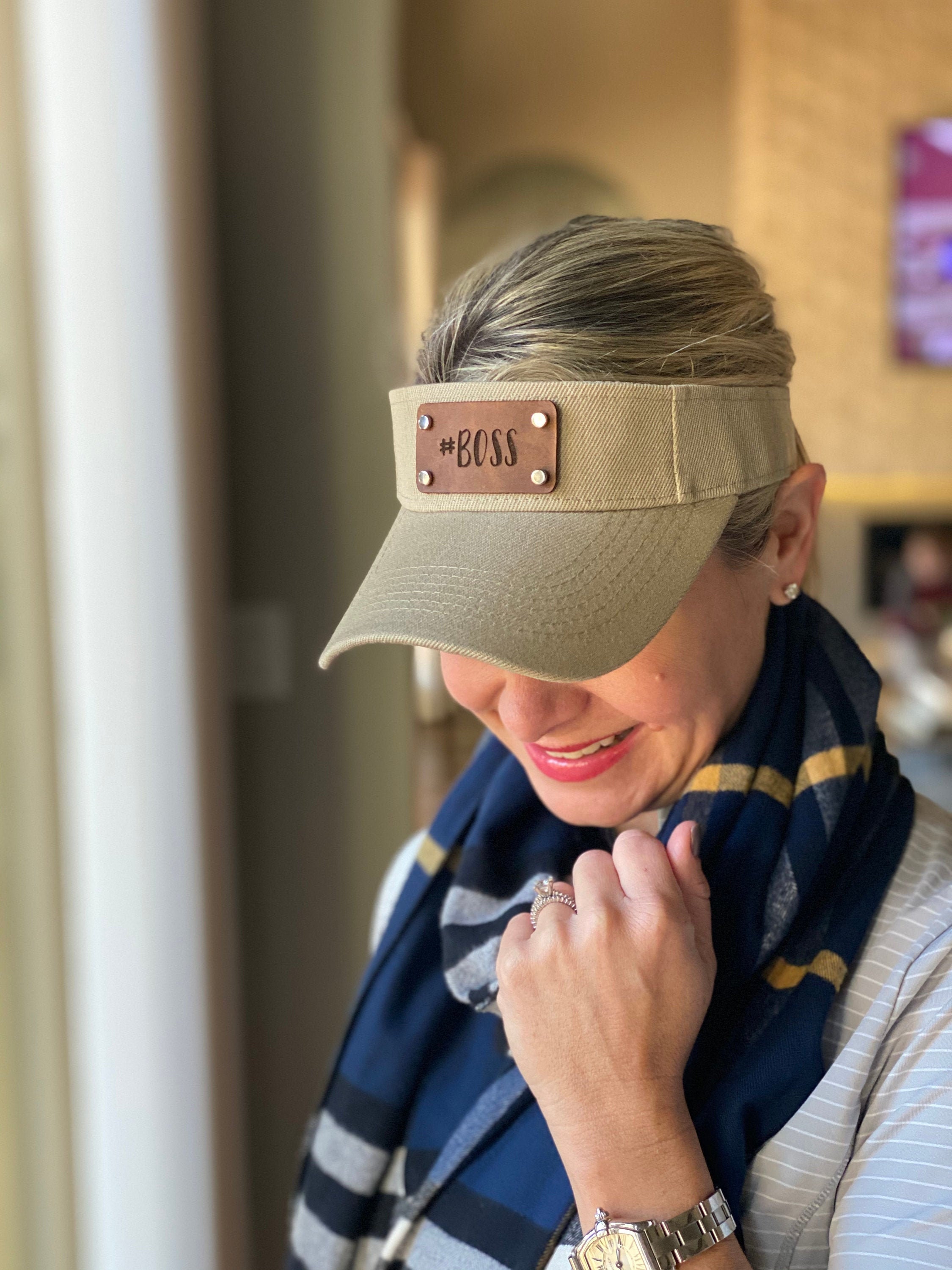 Personalized Khaki Visor: Custom Initial Cotton Twill Visor