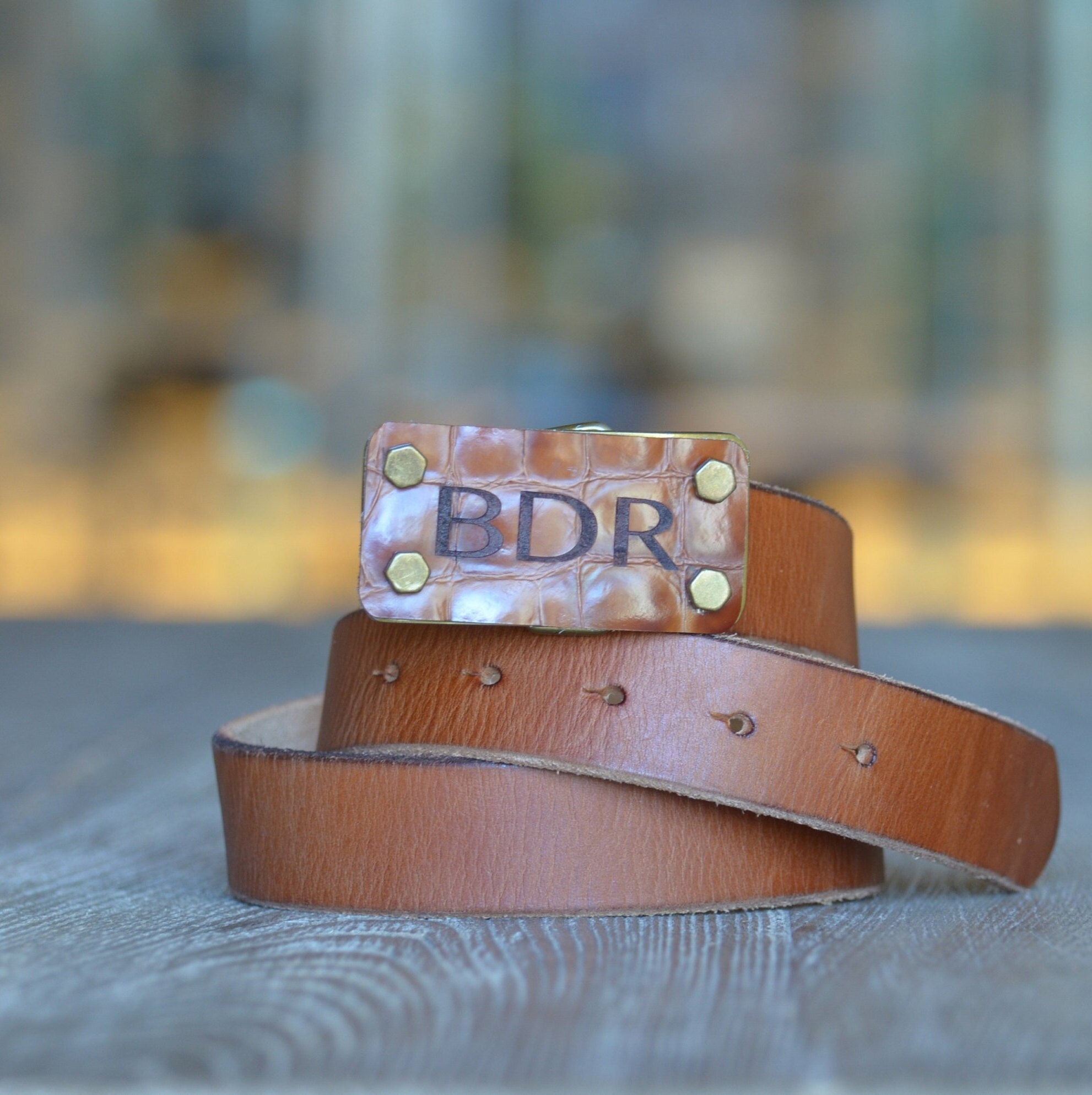Personalized Crocodile Leather Buckle: Monogram Snap Belt - Etsy